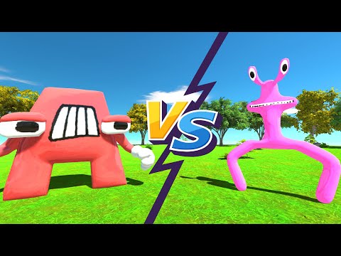 Alphabet VS Rainbow Friend Pink - Animal Revolt Battle Simulator