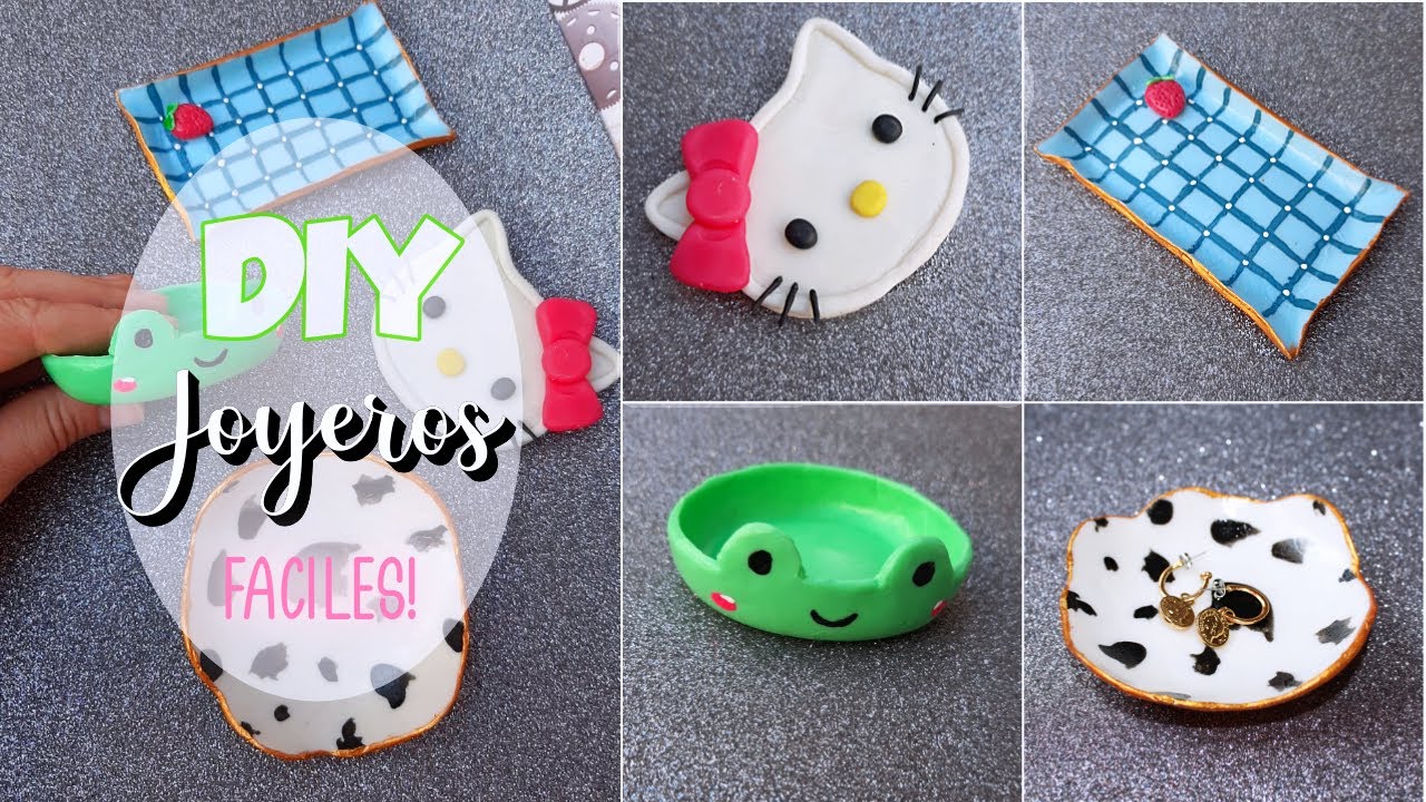 DIY JOYEROS CON PORCELANA FRIA formas fáciles ! 🐸4 Ideas