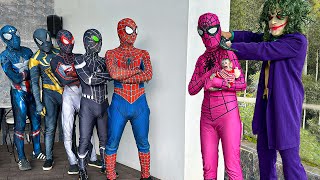 What If many SPIDER-MAN in 1 HOUSE ?? || Rescue PINK SPIDER-MAN From JOKER TEAM ?? ( Action, Funny )