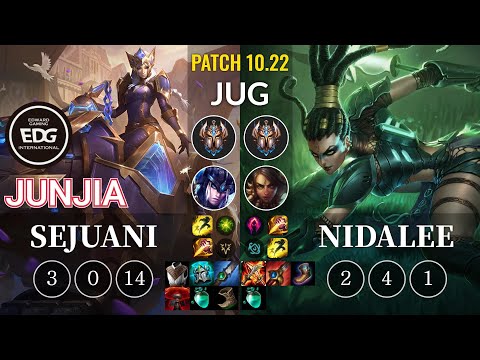 EDG JunJia Sejuani vs Nidalee Jungle - KR Patch 10.22
