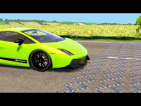Massive Spike Strip Pileup Car Crashes #75 – BeamNG Drive | CrashBoomPunk