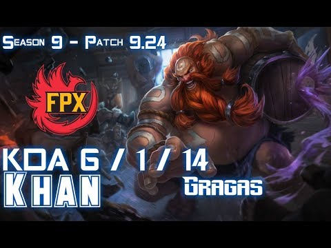 FPX Khan GRAGAS vs TAHM KENCH Supp - Patch 9.24 KR Ranked