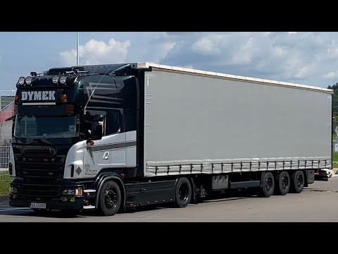 Dymek Transport Scania V8 brutal loud open pipe sound