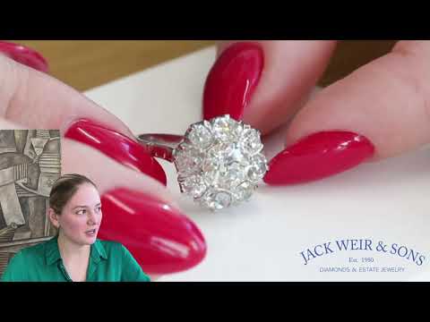 Victorian Style 1.32 Carat Old European Cut Diamond Platinum Cluster Ring