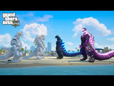 Heisei Godzilla and Shin Godzilla vs Mechagodzilla Team | GTA 5