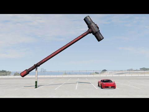 Giant Hammer vs Cars – BeamNG.Drive