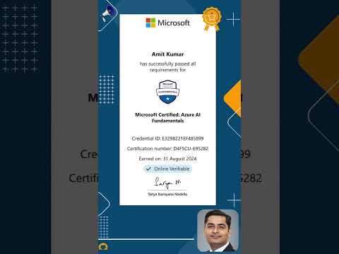I've earned a new certification: Microsoft CertifiedAzure AI Fundamentals AI-900 #azure #ai900