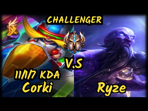 PNG Grevthar (CORKI) vs RYZE - 11/1/7 KDA MID CHALLENGER GAMEPLAY - BR