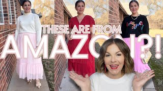 MUST SEE Amazon Holiday Looks | Midsize/Plus Size Amazon Try On Haul | Christmas Outfits under $100