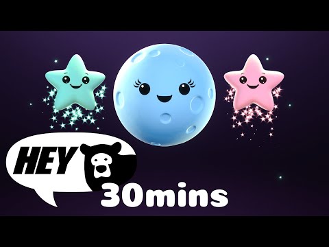 Hey Bear Sensory - Mindful Moon and Sleepy Stars - 30 minutes - Bedtime Video