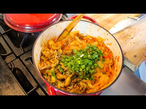 My mom's braised cabbage with oyster mushrooms and caraway seeds