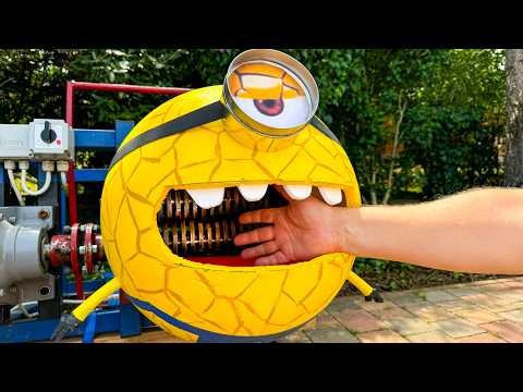 Real Life MEGA MINION Shredder Robot Eats Almost Anything & Anyone