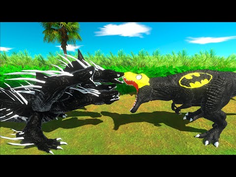 ⚡ VENOM HYDRA vs BATMAN T-Rex JUNGLE DEATH RUN - 🦖 Animal Revolt Battle Simulator 🦕