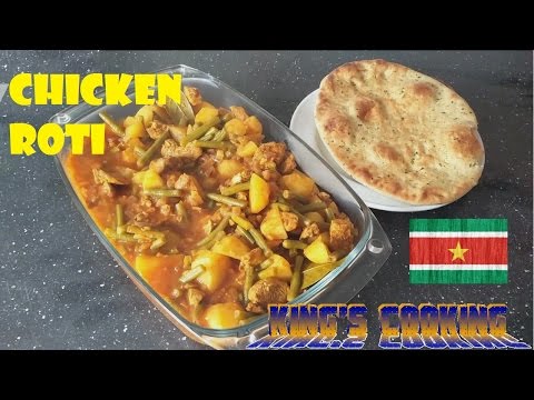 Surinamese Food Chicken Curry Roti