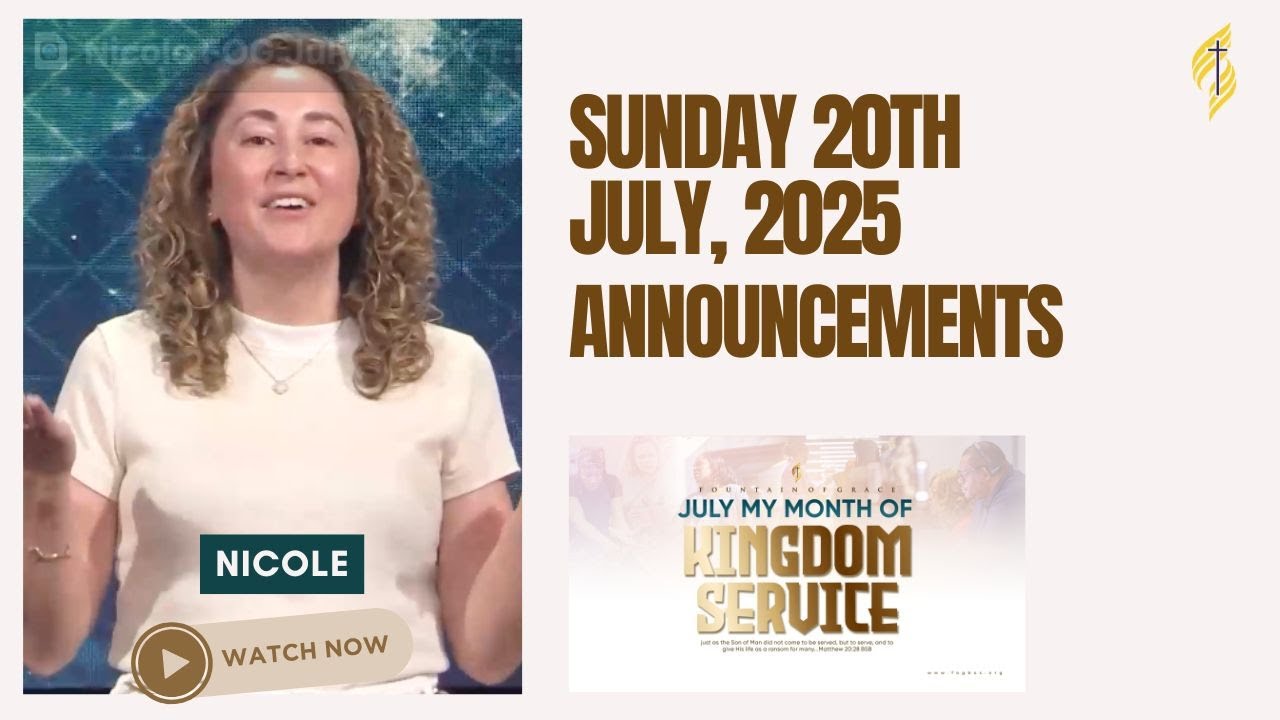 Fountain of Grace Announcements | Sunday 20th July , 2025
