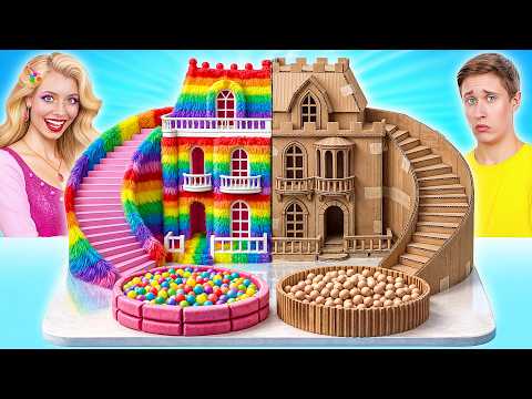 Cardboard House vs Fluffy House Challenge by Multi DO Smile