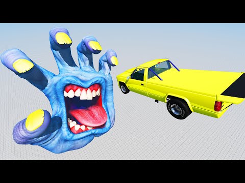 Madness Jumping Car Mouth Screaming Hand - High Speed Crashes Beamng Drive