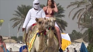 AMAZING DUBAI BEACH, CAMELS ON BEACH DUBAI,  دبي,