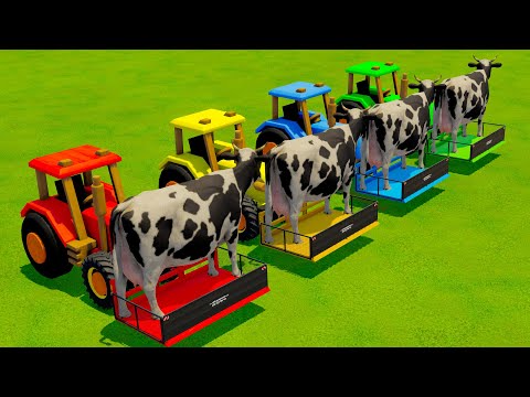 TRANSPORTING COWS WITH COLORED MINI TRACTORS - Farming Simulator 22