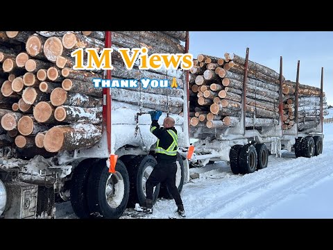 🇵🇭🇨🇦A Day In The Life Of A Log Truck Driver In The Icy Mountains A 13 Hours Journey|Logging Trucks