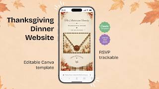 Editable Thanksgiving Dinner Invitation, Friendsgiving Brown Plaid Fall, RSVP & Music, Holiday Party