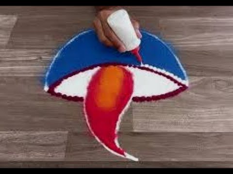 rangoli design for diwali * panati * diya *  dasara # navratri by Gauri || colour rangoli design Video