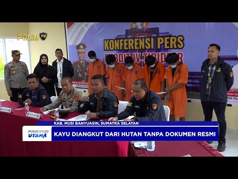POLDA SUMSEL UNGKAP KASUS ILLEGAL LOGGING, LIMA ORANG DIAMANKAN BERSAMA 150 BALOK KAYU TANPA DOKUMEN