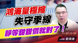 鴻海量極縮失守季線，靜等甜甜價就對了！｜台股攻略｜劉烱德 (圖)
