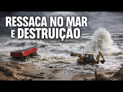 Rough seas cause destruction on the coast of Rio Grande do Sul.