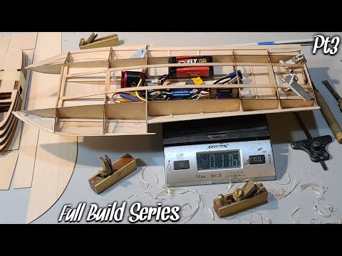 1: 20 Scale Mini Hydroplane Wood Kit Build Series Pt3 Sponsons & weight distribution