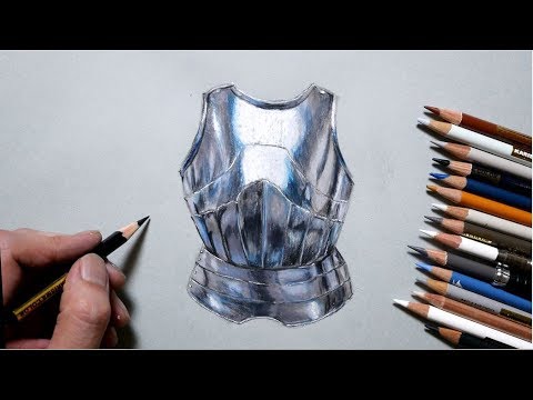 色鉛筆でメタリック！西洋の鎧を描いてみた　Realistic colored pencil drawings of armor Video