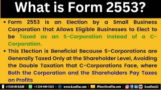 Oct 08, Wednesday - About Form 2553