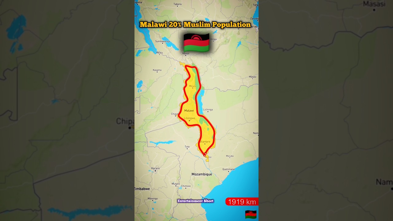 Malawi Map 🇲🇼 Malawi 20% muslim Population/ #malawi view #map #viral #travel #location #shorts