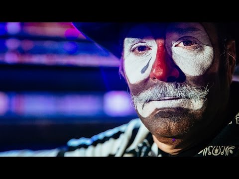 Father and son rodeo clowns