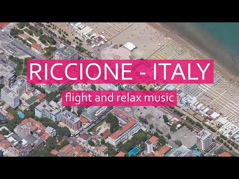 Flying over Riccione (Italy) / Riccione from above / Chillout cafe music /  1080[HD]