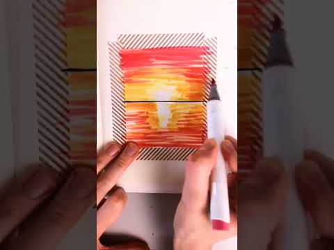 Dessin facile & rapide d'un coucher de soleil aux feutres à alcool !