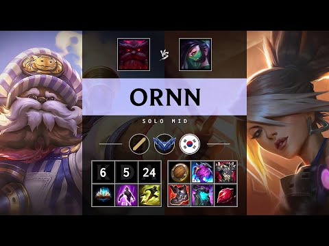 Ornn Mid vs Akali - KR Diamond Patch 25.15
