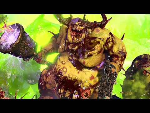BEASTMEN and GREENSKINS vs NURGLE - Massive Warhammer TotalWar Cinematic Battle