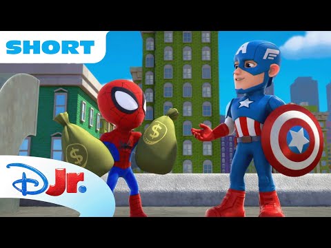 Captain America Lends a Hand to Team Spidey! 💪 | Meet Spidey and his Amazing Friends | @disneyjr