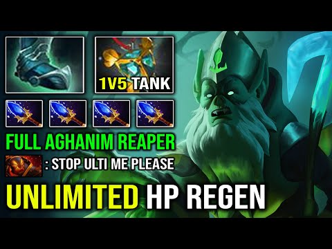 100% Full Aghanim Necrophos | WTF Unlimited HP Regen 1 Shot with 1v5 Tank Greaves Dota 2
