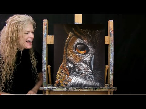 Learn How to Paint NIGHT OWL with Acrylic - Paint and Sip- Animal Portrait Step by Step Tutorial
