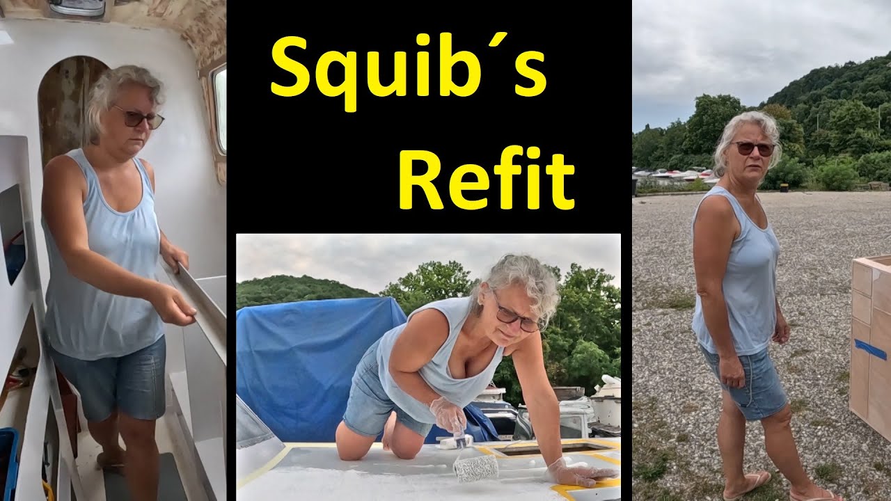 Squib's Refit - Preparation and application of Kiwigrip - Galley installation drawer cabinet /93