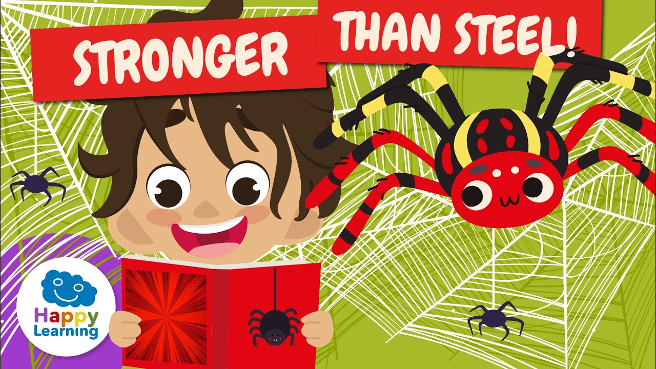 🕷️ SPIDER WEB: The strongest material in nature | Educational Videos for Children | @HappyLearningEN