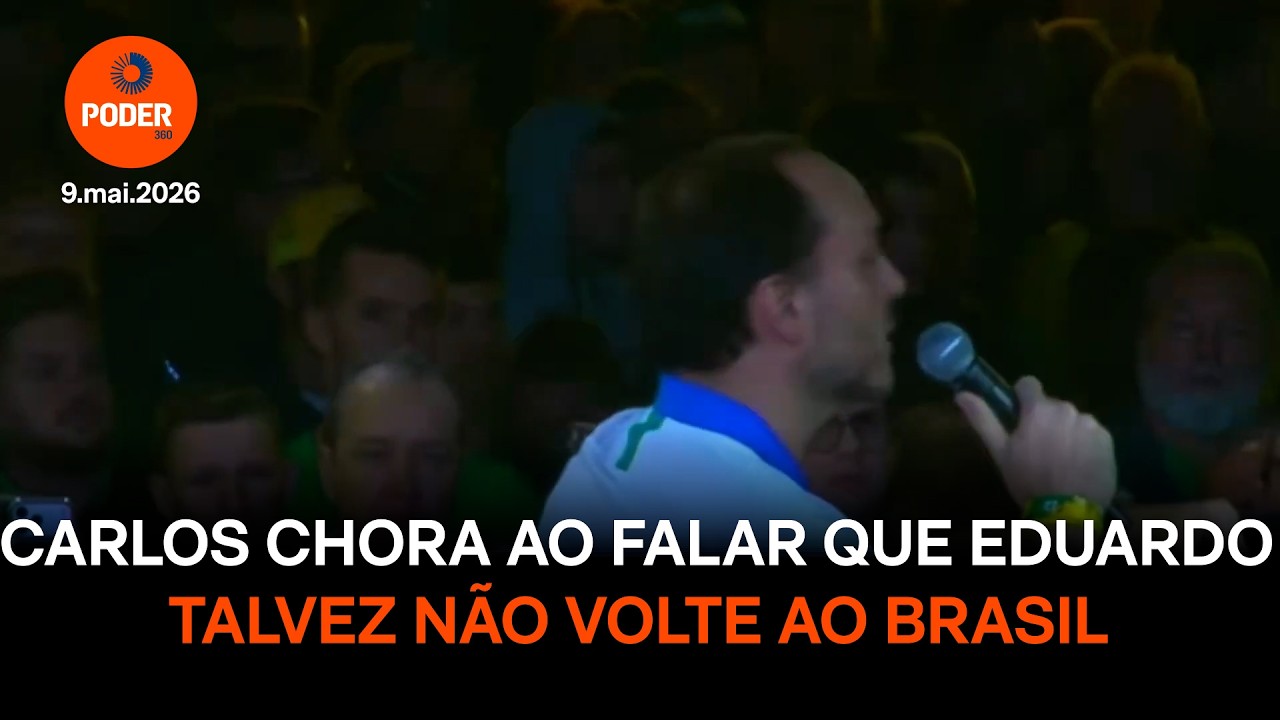 Carlos Bolsonaro chora ao falar que Eduardo talvez não volte ao Brasil