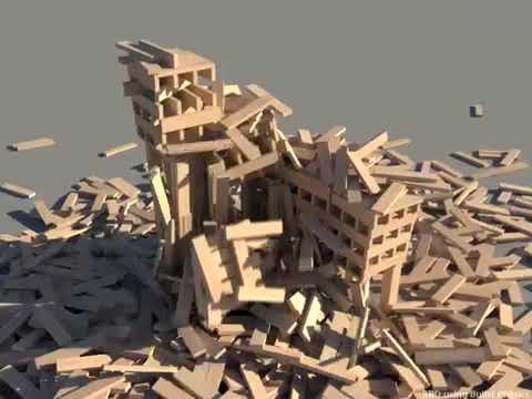 More KEVA planks in slow motion - Bullet Physics