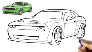 Dodge Challenger SRT Hellcat Drawing Tutorial | How to Draw a Hellcat Step by Step for Beginners