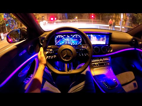 New Mercedes E-Class 2021 (Facelift) - NIGHT POV Test drive (PURE DRIVING, engine sound) E220d