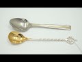 Видеообзор Серебряная ложка кофейная с позолотой л23