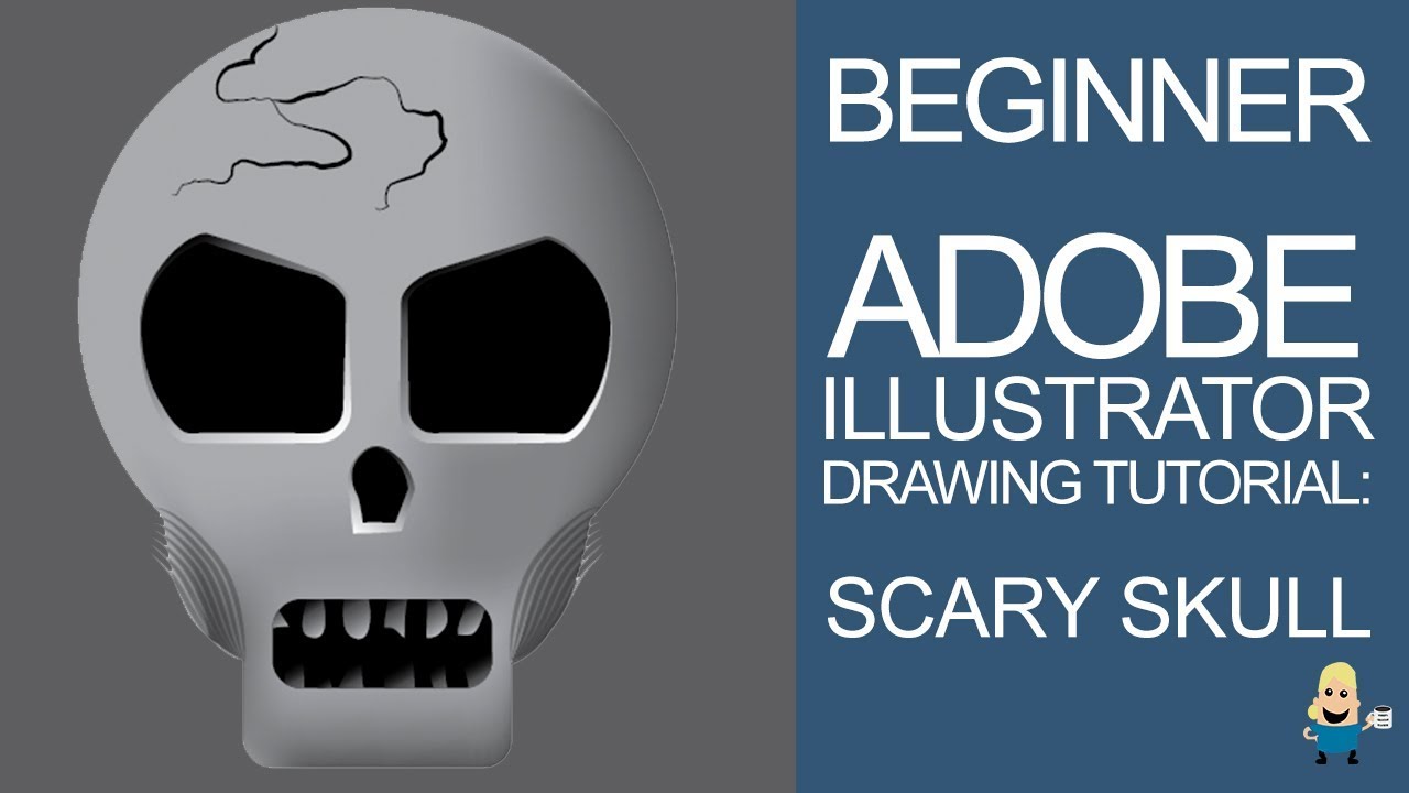 ADOBE ILLUSTRATOR BEGINNER VECTOR DRAWING TUTORIAL: SCARY SKULL