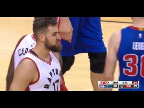 Jonas Valanciunas DUNKS ON Boban Marjanovic AND 1 ! | Raptors vs Pistons | October 26, 2016
